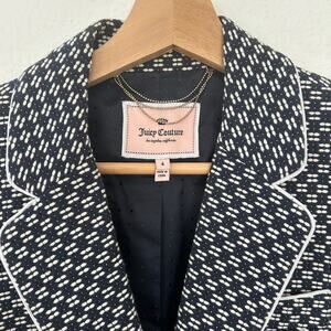 Juicy Couture Women's Navy and White Short Blazer Sz. 4 Preppy Office Career